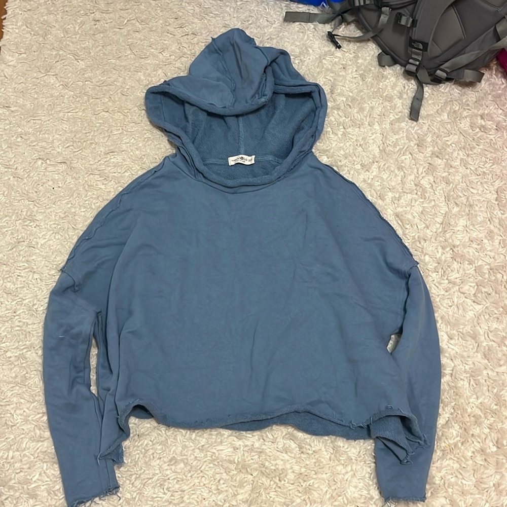 Natural life blue cropped hoodie, size s/xs